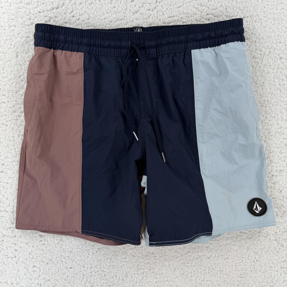 Volcom Swim Shorts Mens Medium Multicolor Colorblock Trunks Quick Dry Beach